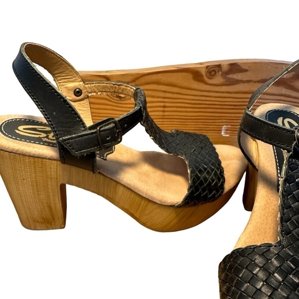 SBICCA made in Italy black woven leather heel sandals in size 10 - Picture 10 of 14